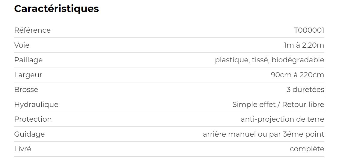 T000001 bineuse à brosse pour paillage plastique - terrateck - largeur 90cm à 220cm_4