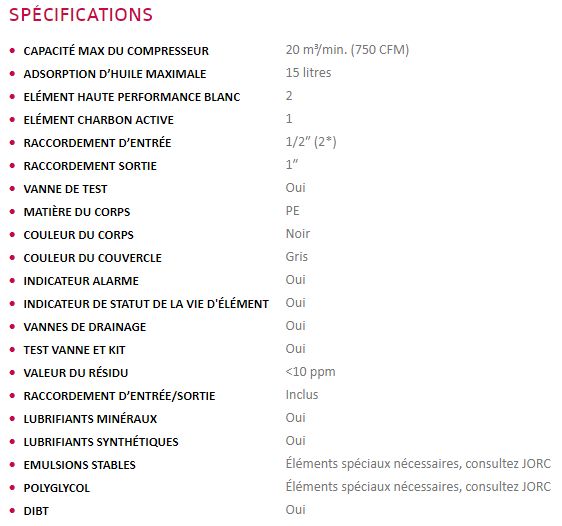Sepremium 20 - séparateurs huile/eau - JORC Industrial - capacité maximale compresseur : 20 m3/min_4
