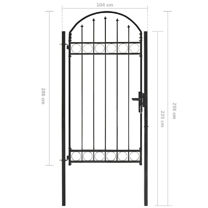 Vidaxl portail de jardin avec dessus arqué acier 100x250 cm noir 146339_4