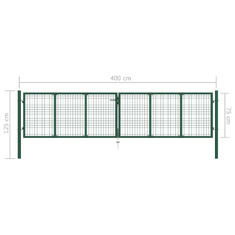 Vidaxl portail en treillis de jardin acier 400 x 75 cm vert 145747_4