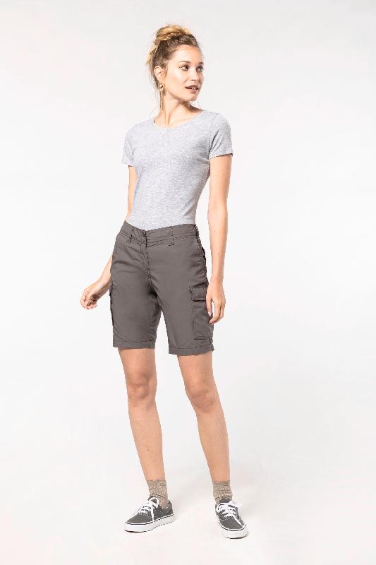 Bermuda léger multipoches femme - Réf: K756 - 100% coton, tissu popeline lavé, marque Kariban_4