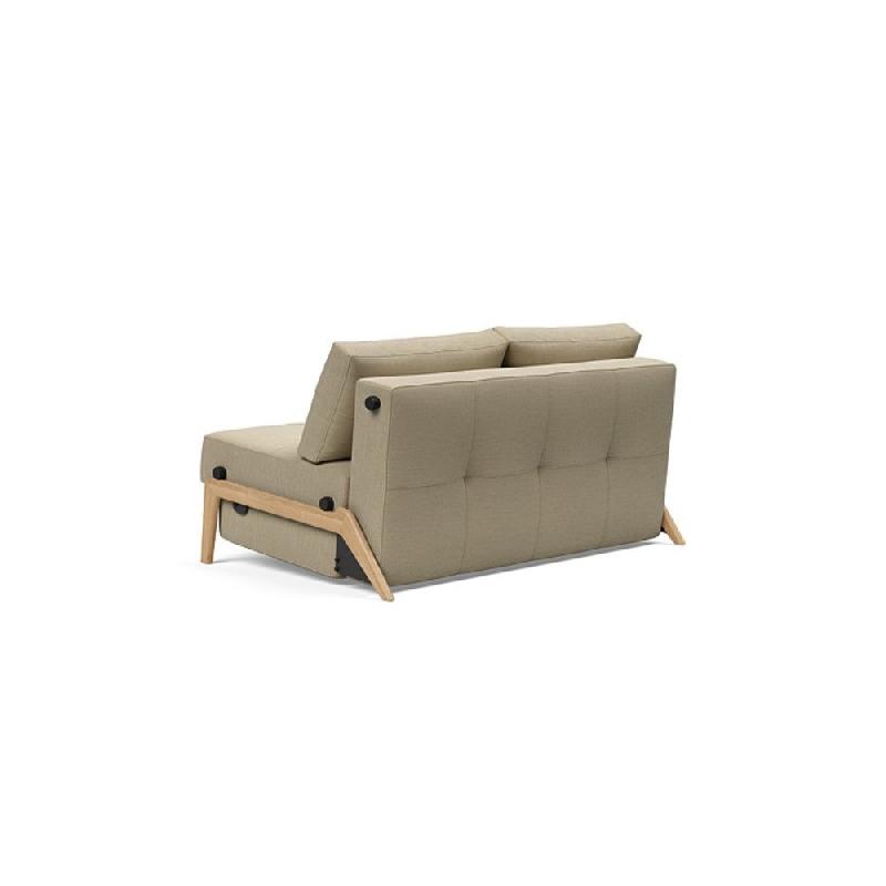 Innovation Living - Canapé design Cubed Wood 02 convertible lit 200x140 cm - Tissu Vivus Dusty Sand - Faible encombrement_4