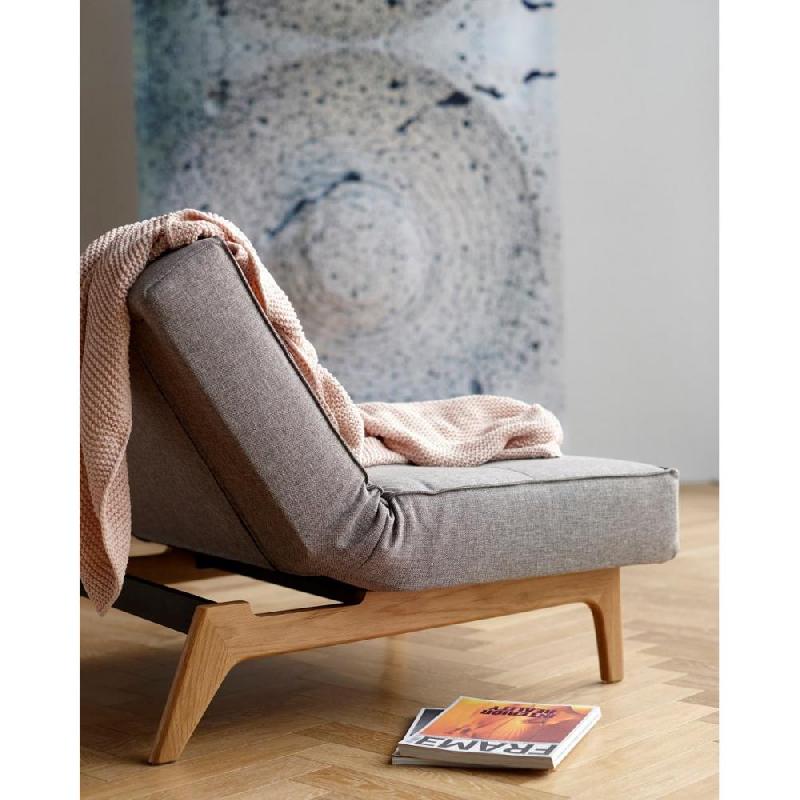 Innovation Living - Fauteuil design Splitback Frej Mixed Dance Grey convertible lit 90x115 cm avec accoudoirs en chêne clair_4