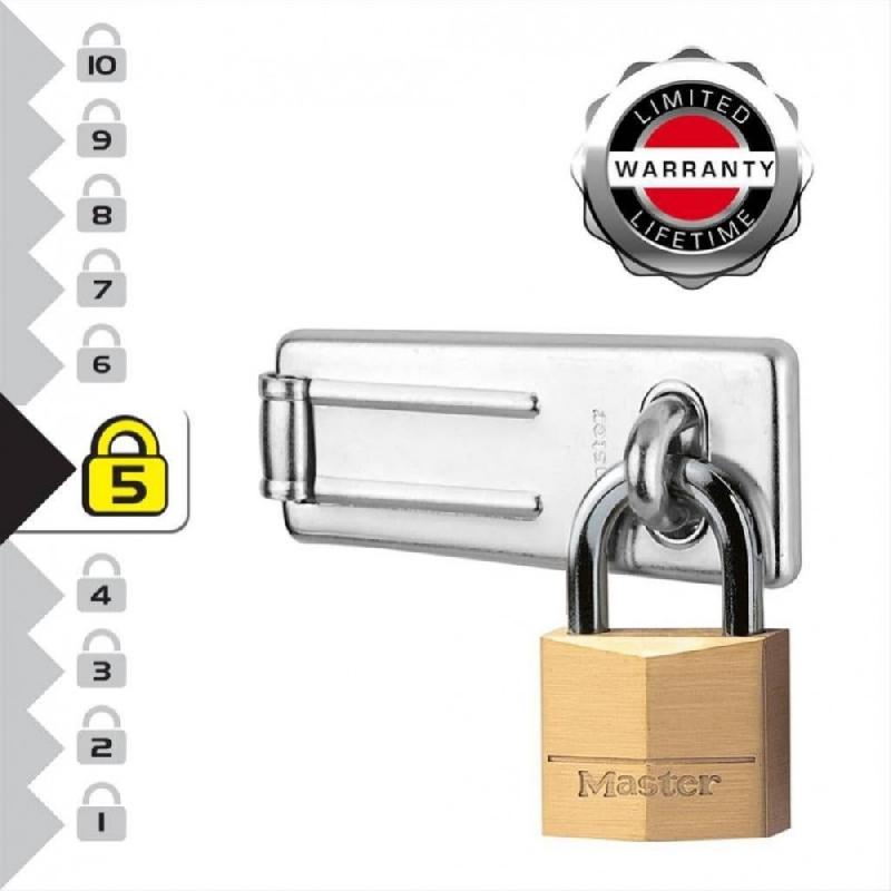MASTER LOCK 140703EURD - Pack avec moraillon de porte et cadenas à clé en laiton 40 mm - Utilisation intérieure_4