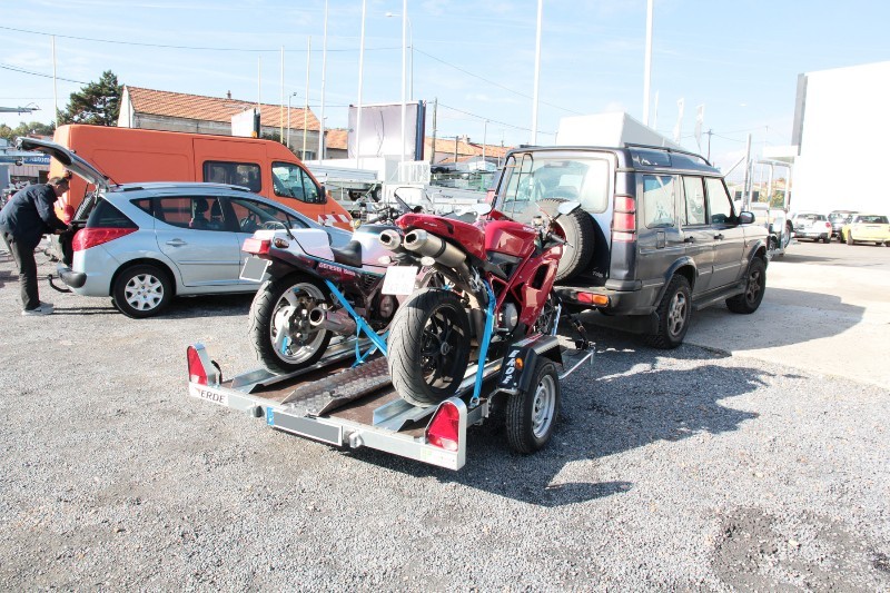 Remorque sans frein de fabrication française avec la structure châssis modulaire en acier galvanisé pour le transport de 2 moto - erde - ch 751 te2_4