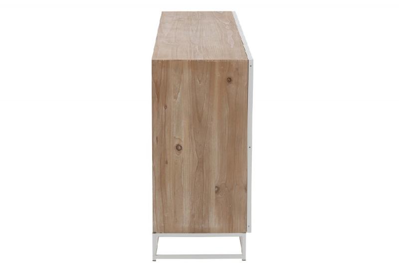Buffet Mounie 4 portes - Motifs chevron naturel clair - Pieds métal blanc - Style industriel_4