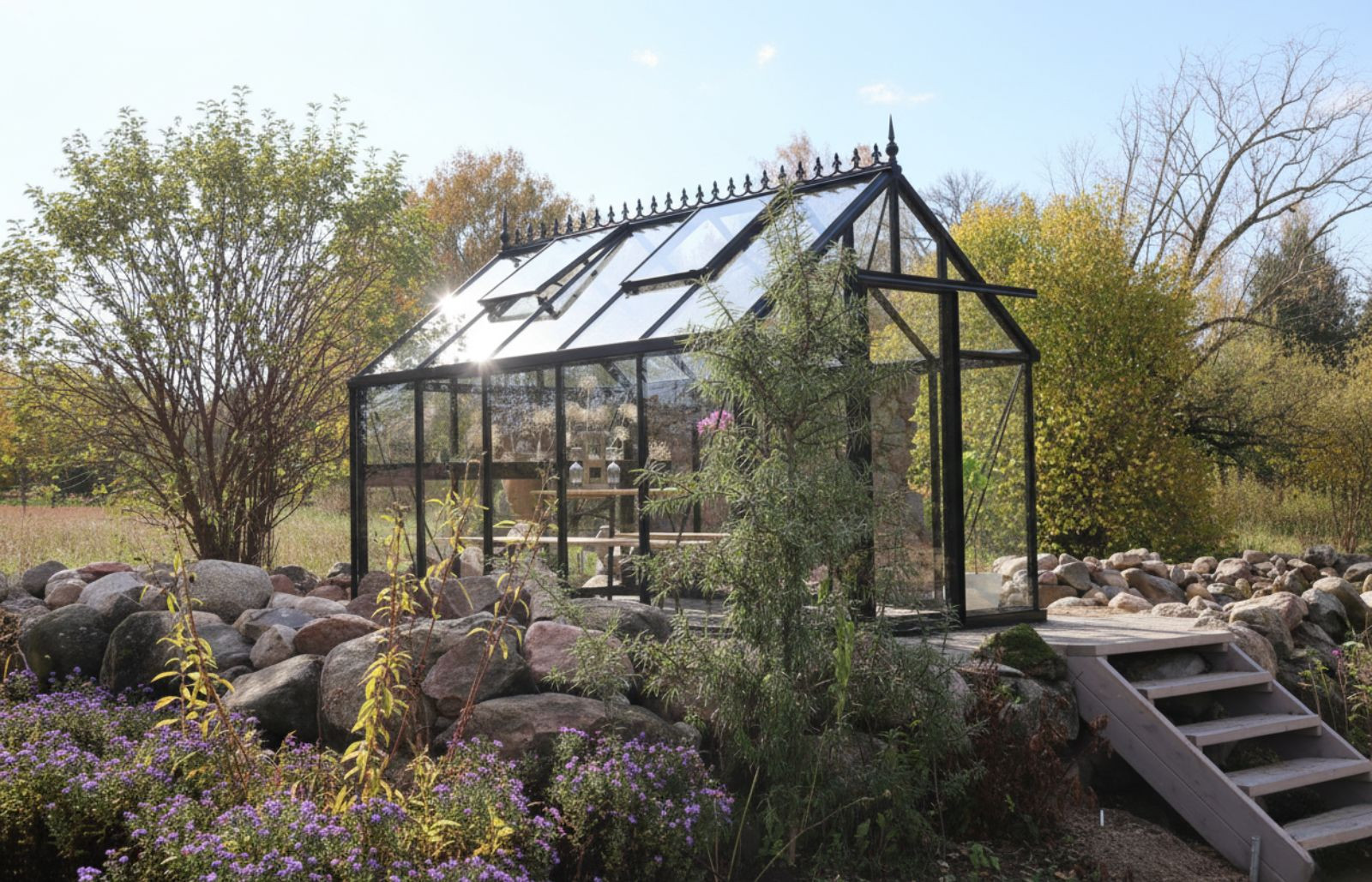Serre  en verre compacte et élégante pour un espace de cultures lumineux et un véritable coin de vie au jardin - EOS Junior_4