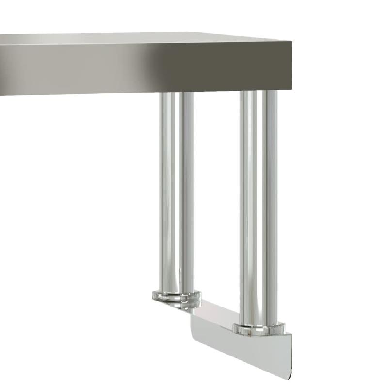 Vidaxl table de travail de cuisine avec étagère 110x55x120 cm inox 3208895_4