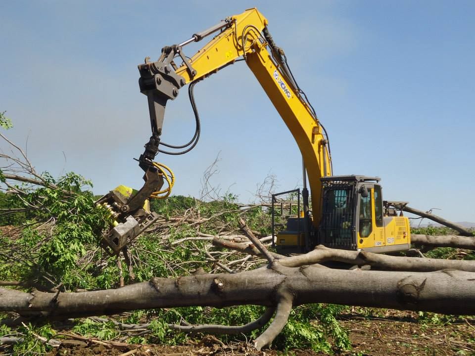 Outil d'abattage facile à installer sur pelleteuses