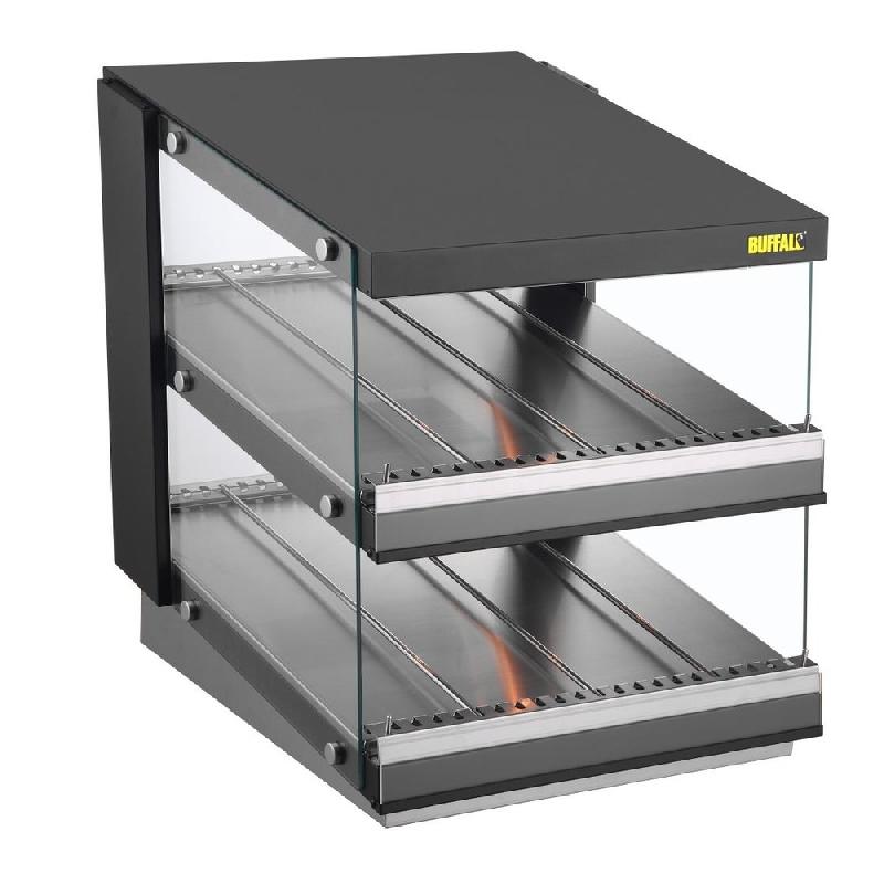 Vitrine chauffante inclinée à glissière 2 étagères - Buffalo - HW925_4