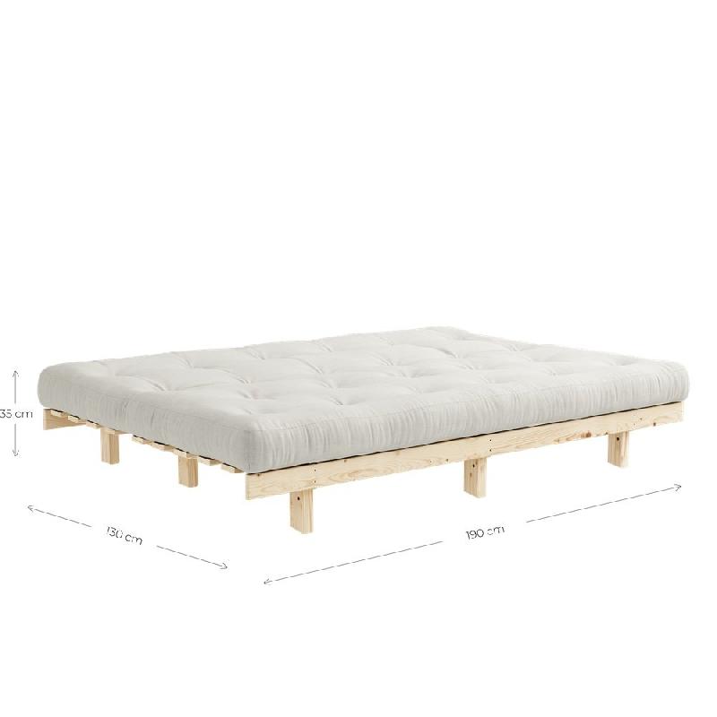 Banquette convertible futon LEAN - Pin massif naturel - Couchage 130x190 cm - Matelas futon capitonné_4