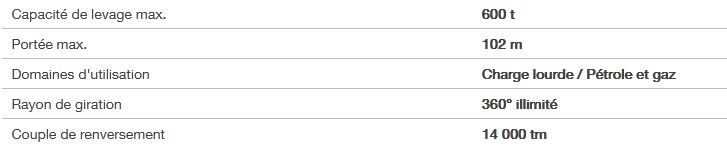 Grue Liebherr avec portée de 102 mètres et capacité élevée pour charges lourdes