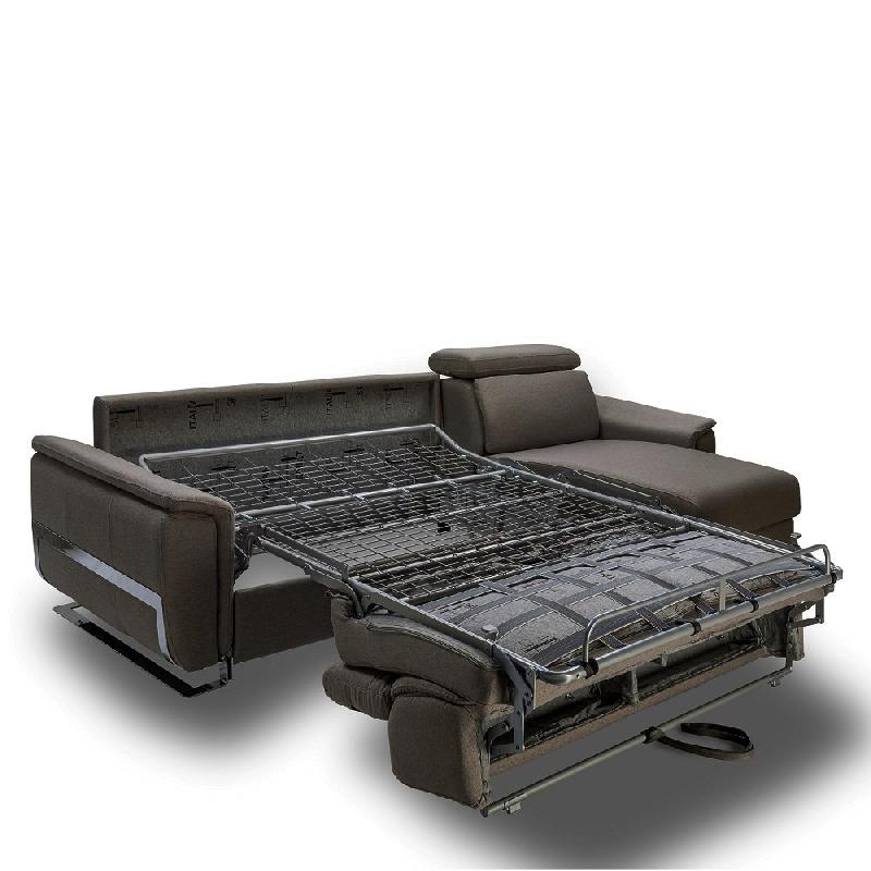Canapé d'angle convertible Reaumur - ouverture express 160 cm - matelas 16 cm - pieds luge - tweed gris graphite - design contemporain_4