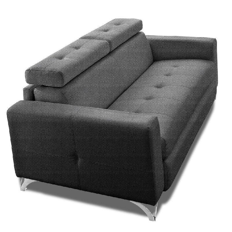 Canapé convertible suède 140 cm - Ouverture express - Sommier à lattes Renatonisi - Matelas 16 cm Tweed gris platine_4
