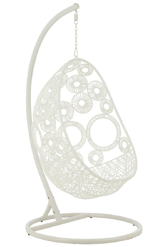 Fauteuil suspendu VANA - Aluminium et roseau blanc - Intérieur/extérieur - Bohème chic - Capacité 125 kg_4