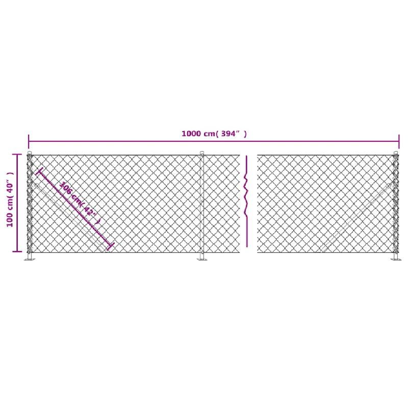 Vidaxl clôture en mailles de chaîne avec bride argenté 1x10 m 154033_4