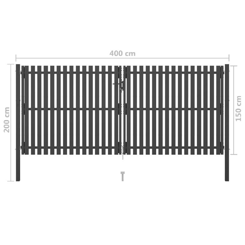 Vidaxl portail de clôture de jardin acier 4x2 m anthracite 146336_4