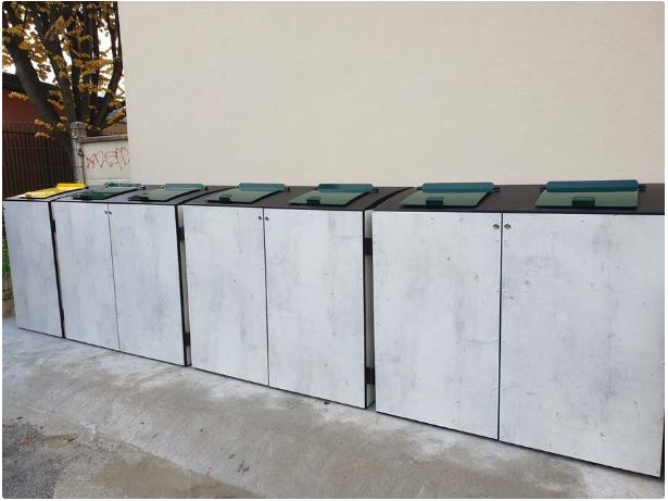 Cache-poubelles en bois personnalisable pour collectivités