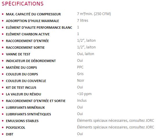 Puro-CT 7 - Séparateurs huile/eau - Jorc Industrial - Capacité max compresseur 7 m3/min_4