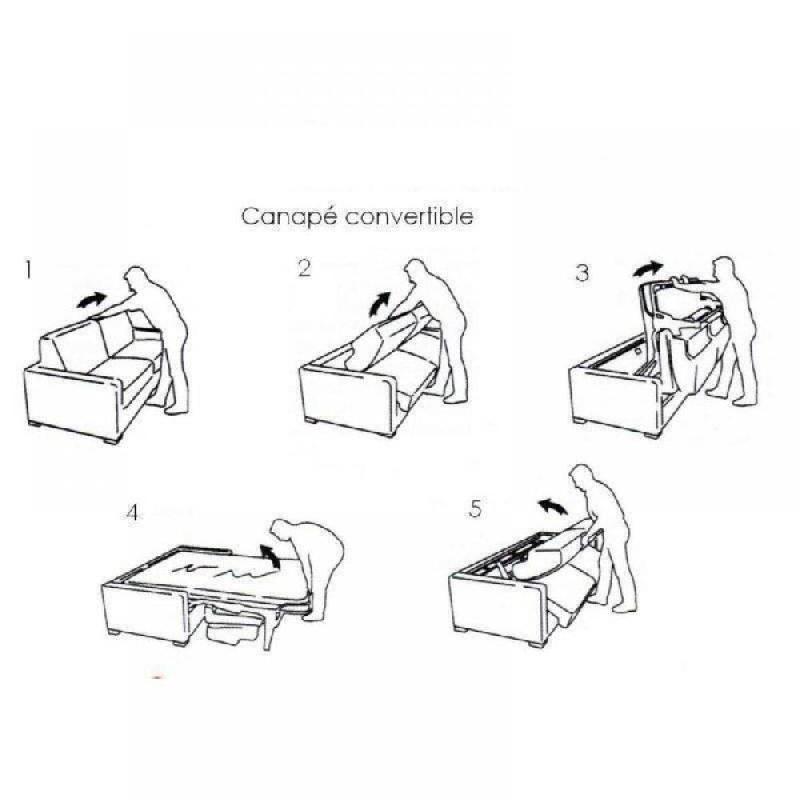 Canapé convertible Nordic - Matelas 16 cm - Système express - Sommier à lattes 120 cm - Tweed gris clair - RENATONISI_4