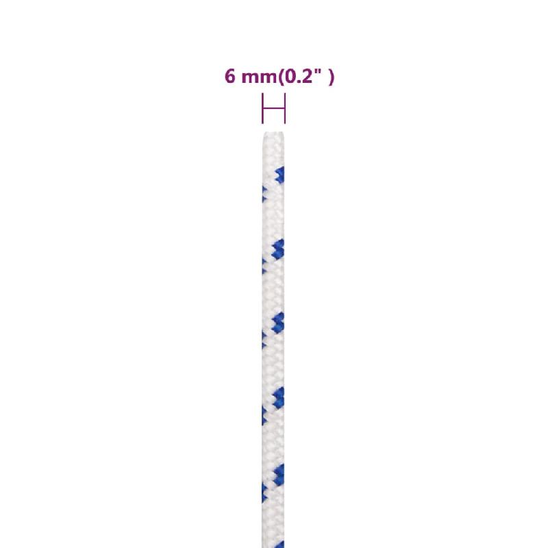 Vidaxl corde de bateau blanc 6 mm 50 m polypropylène 152285_4
