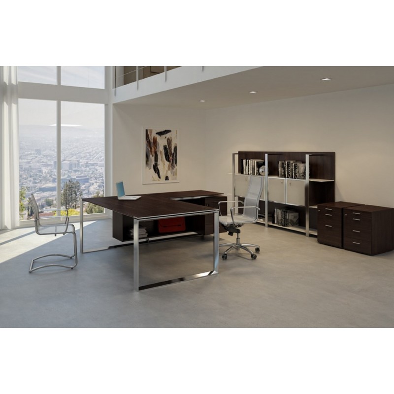 Bureau de direction en bois X7 avec retour et caisson porteur 4 tiroirs - Référence X7C01_SELECTION - Fabricant QUADRIFOGLIO_4