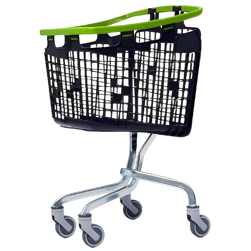 Chariot de magasin 100L - Base en acier zingué - Panier en polypropylène gris foncé RAL 7021 - Roulettes 120mm - 5 coloris disponibles_4