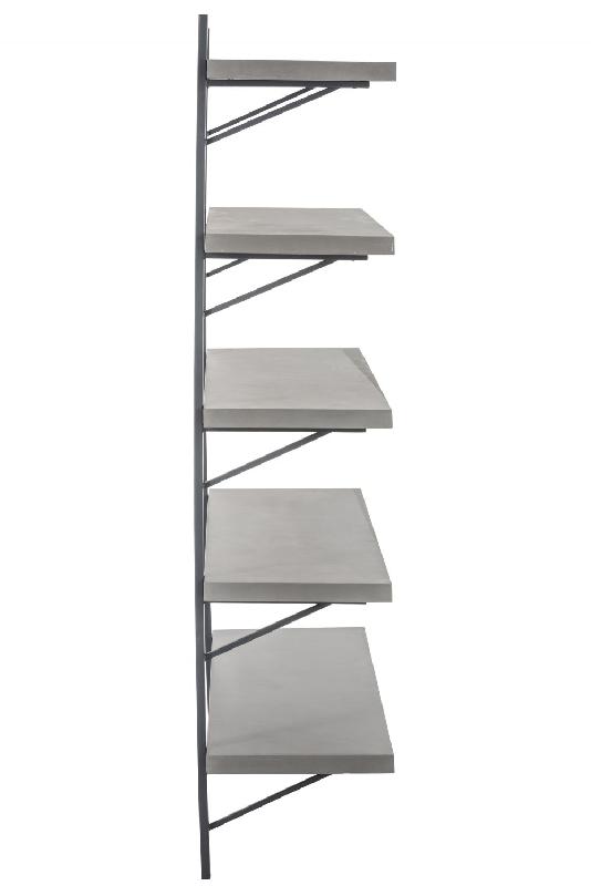 Étagère murale RIGZ - 5 planches en bois et métal gris - Design moderne - L121 x H190 x P40 cm_4