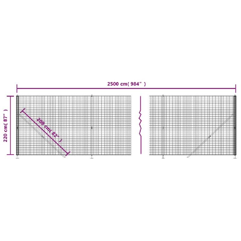 Vidaxl clôture en treillis métallique avec bride anthracite 2,2x25 m 154303_4