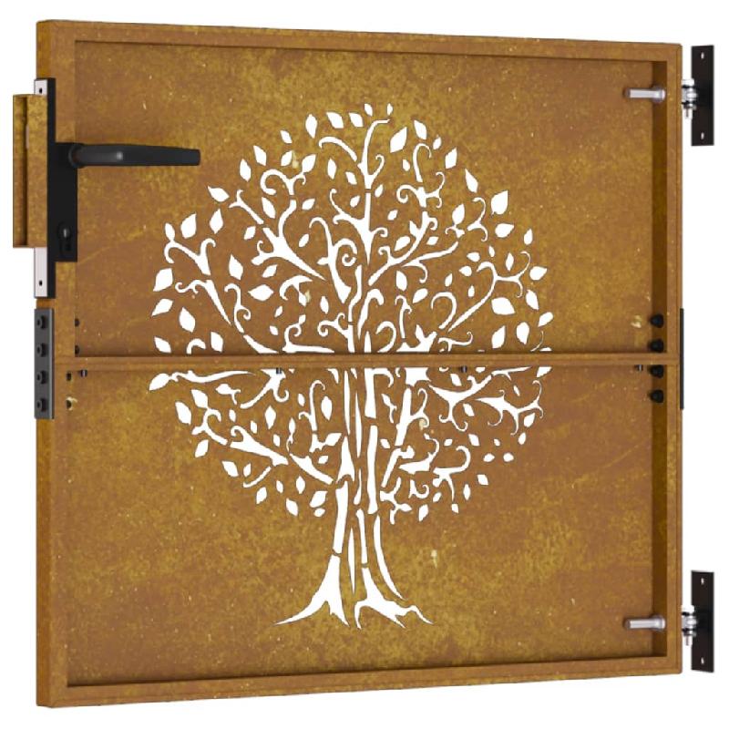 Vidaxl portail de jardin 85x75 cm acier corten conception d'arbre 153208_4