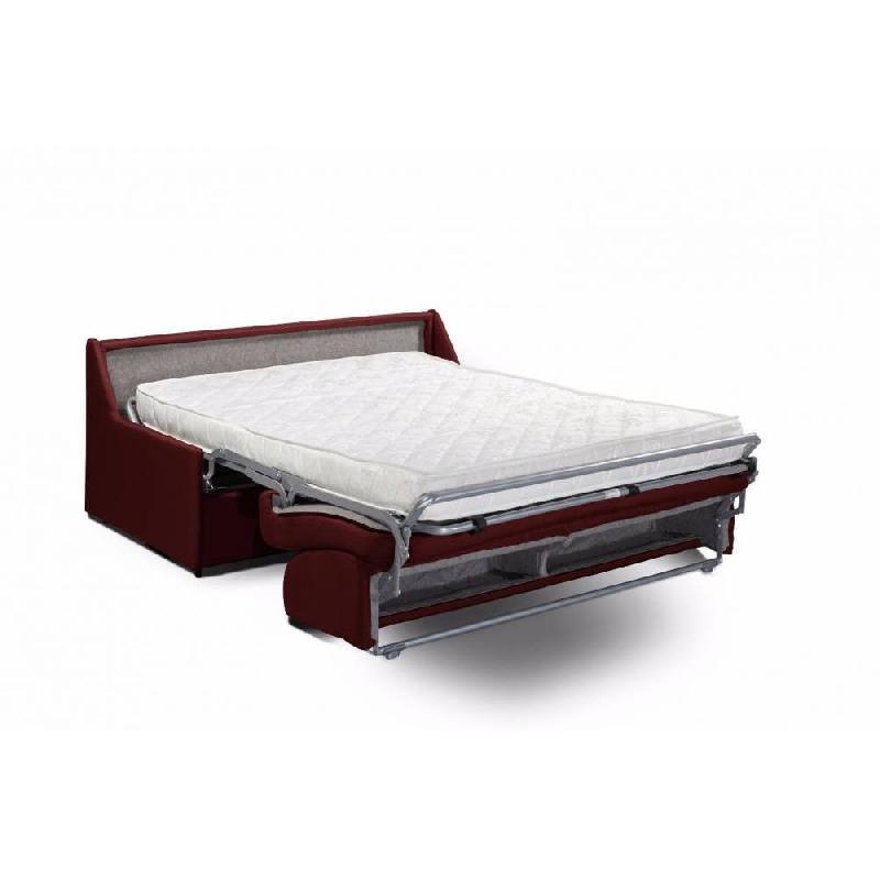 Canapé convertible Longchamp - Matelas mémoire 20cm - Système express - Lattes 120cm - Microfibre Bordeaux_4