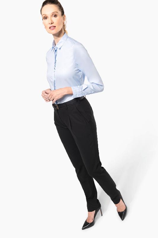 Chemise twill manches longues femme - Réf: PK507 - tissu 100% coton, entretien facile, boutons en nacre_4