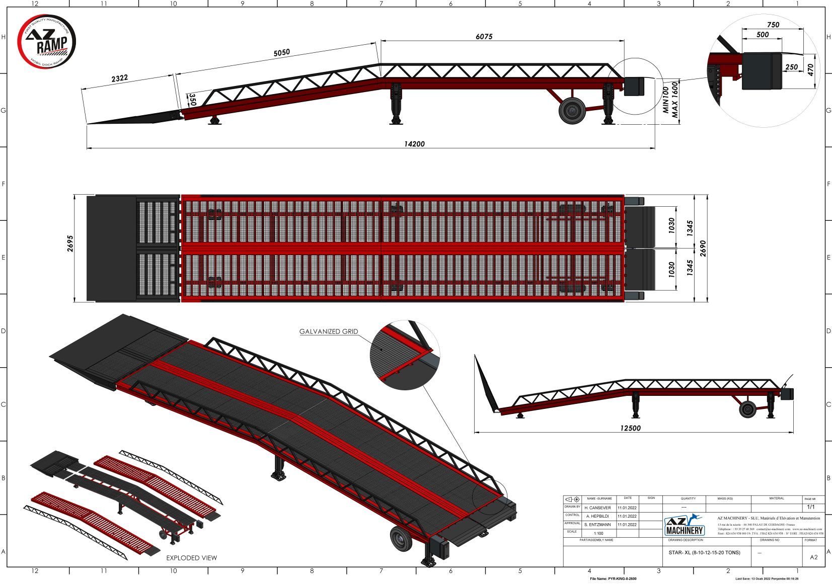 Rampe de quai mobile large AZ Ramp Star XL LLO - Utilisation fixe ou mobile - Capacité de 8T à 20T_4