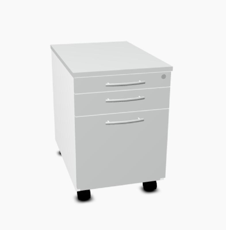 Caisson mobile pour dossiers suspendus - MDD - 3 tiroirs, Gris aluminium_4