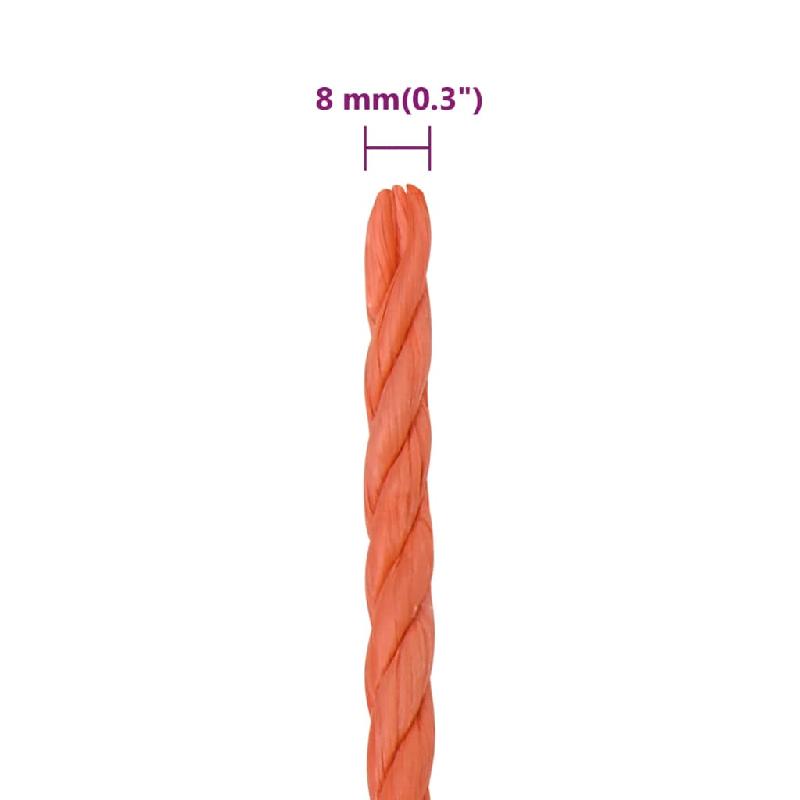 Vidaxl corde de travail orange 8 mm 50 m polypropylène 152929_4