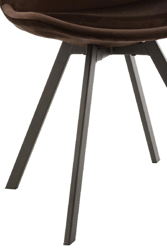 Chaise design RATRI - tissu marron foncé, pieds métal noir - confortable et robuste_4