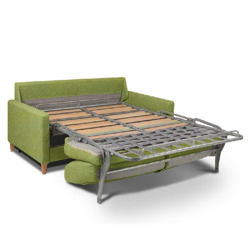 Canapé convertible OGGETTO - Matelas 16 cm - Système express - Sommier à lattes 120 cm - Velours vert - RENATONISI_4