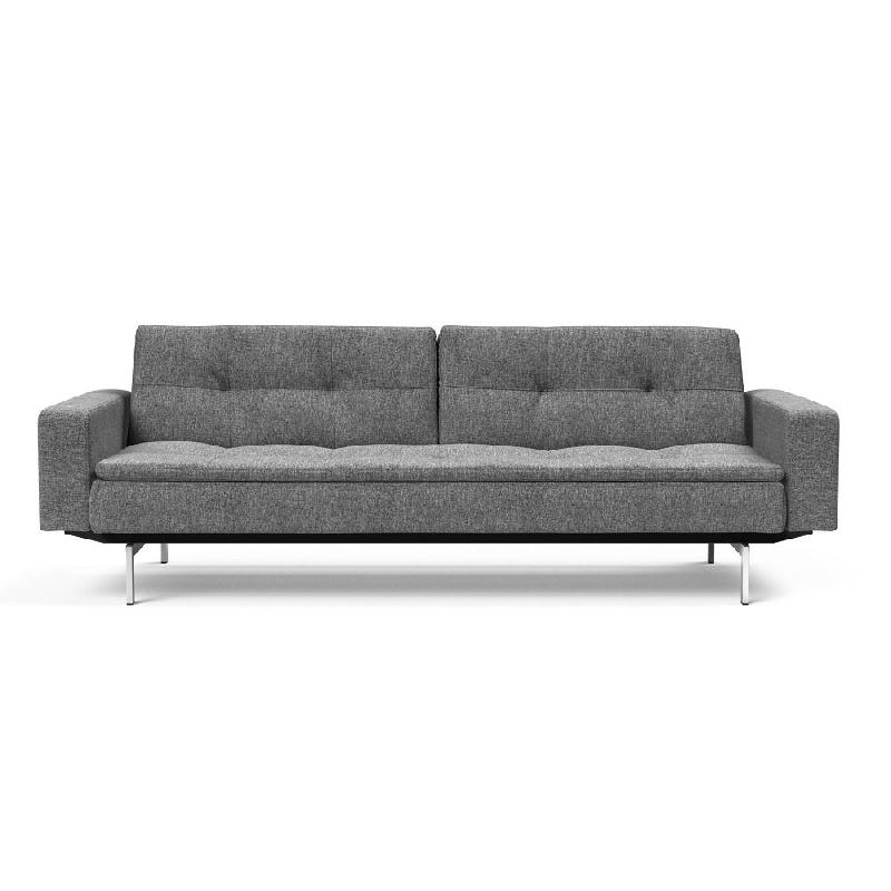 Canapé design convertible Dublexo Chrome avec accoudoirs - Lit 115x210 cm - Pieds chromés - Tissu Twist Charcoal_4
