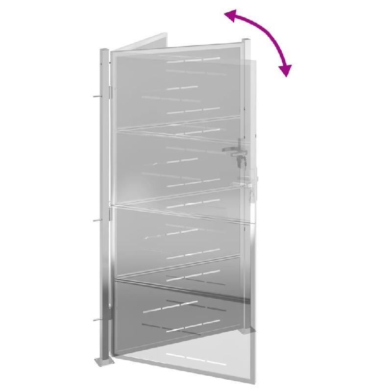 Vidaxl portail de jardin 100x200 cm acier inoxydable 376485_4