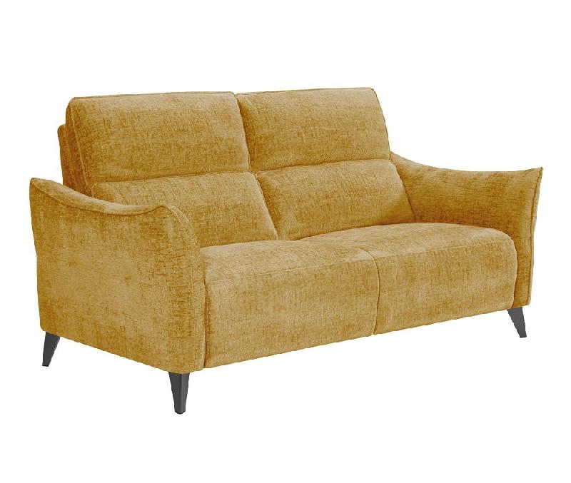 Canapé 3 places 2 relaxations électriques ATTITUDE - Têtière réglable 10 crans - Tissu chenillé ocre_4