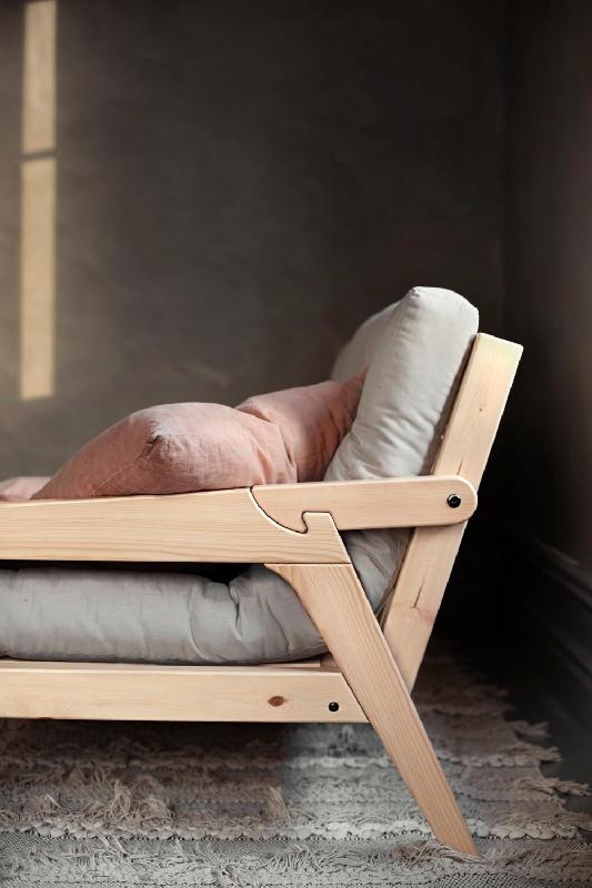 Canapé convertible futon GRAB - Pin naturel - Coloris noir - Couchage 130 x 190 cm - Style scandinave_4