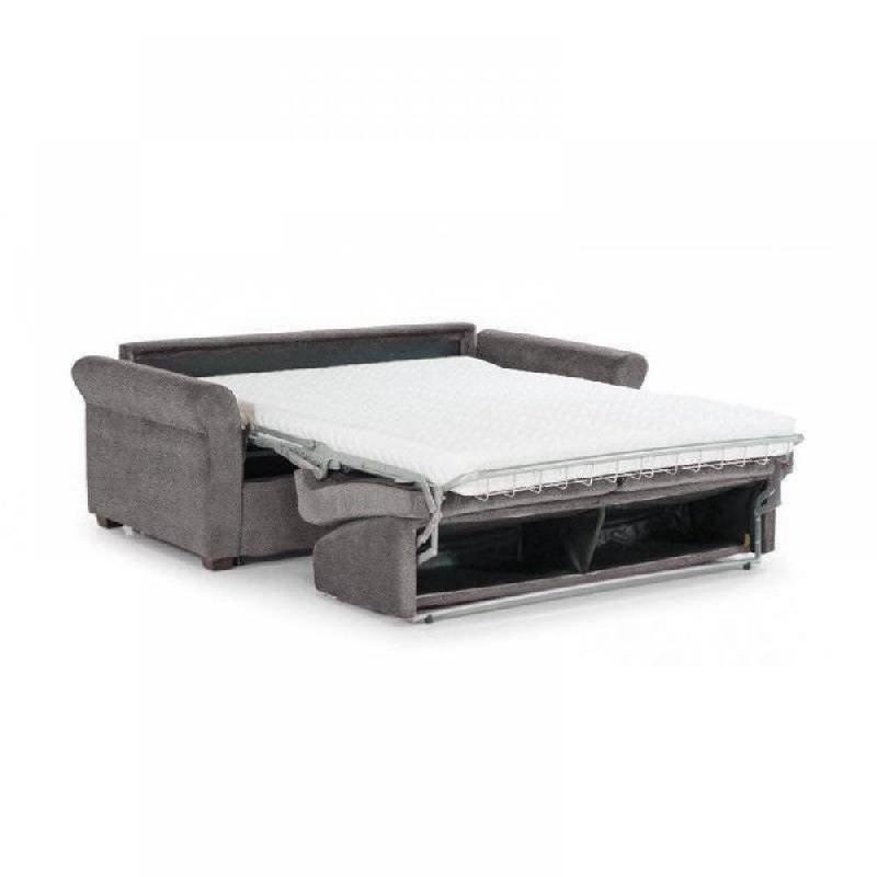 Canapé lit 3 places ROMANTICO - Convertible express 140x197x16 cm - Polyuréthane gris clair - Matelas Excellence Literie inclus_4
