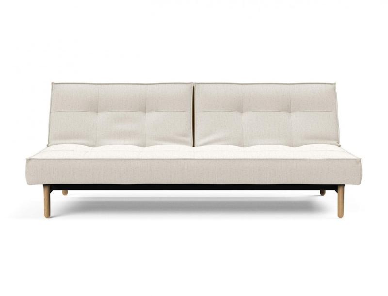 Canapé-lit convertible Innovation Living Splitback Styletto - pieds en chêne naturel - tissu bouclé Off White - 115x210 cm_4