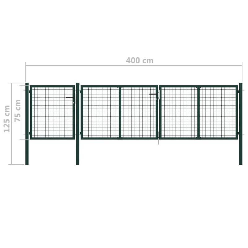 Vidaxl portail de jardin acier 400 x 75 cm vert 144310_4