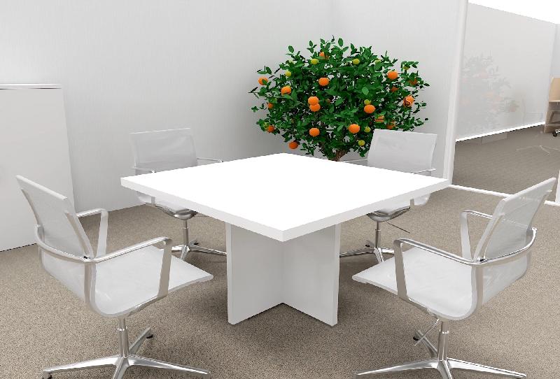 Table de réunion carrée TAK- Mobel Linea - Blanc_4