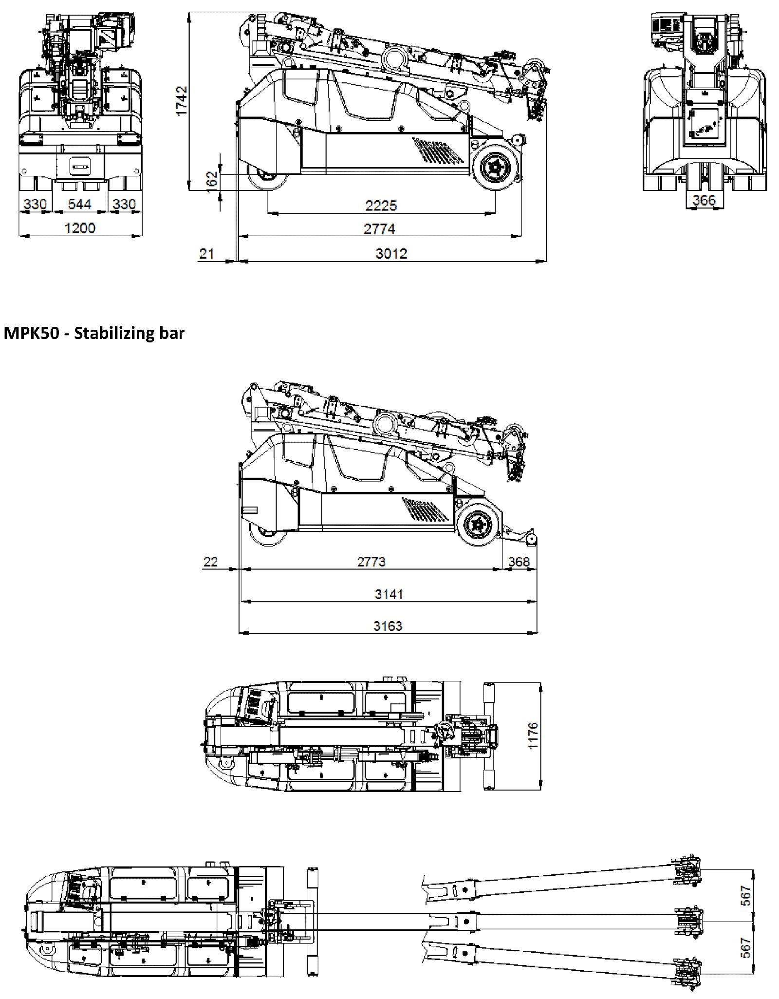 Mini-grue MPK50 avec capacité de levage de 5 tonnes et commandes sans fil