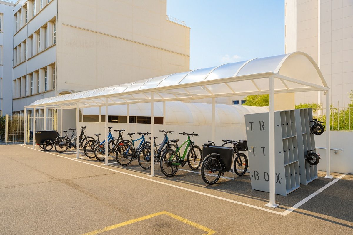 Abri vélos - modèle Vision - structure en tube carré et toiture polycarbonate_5