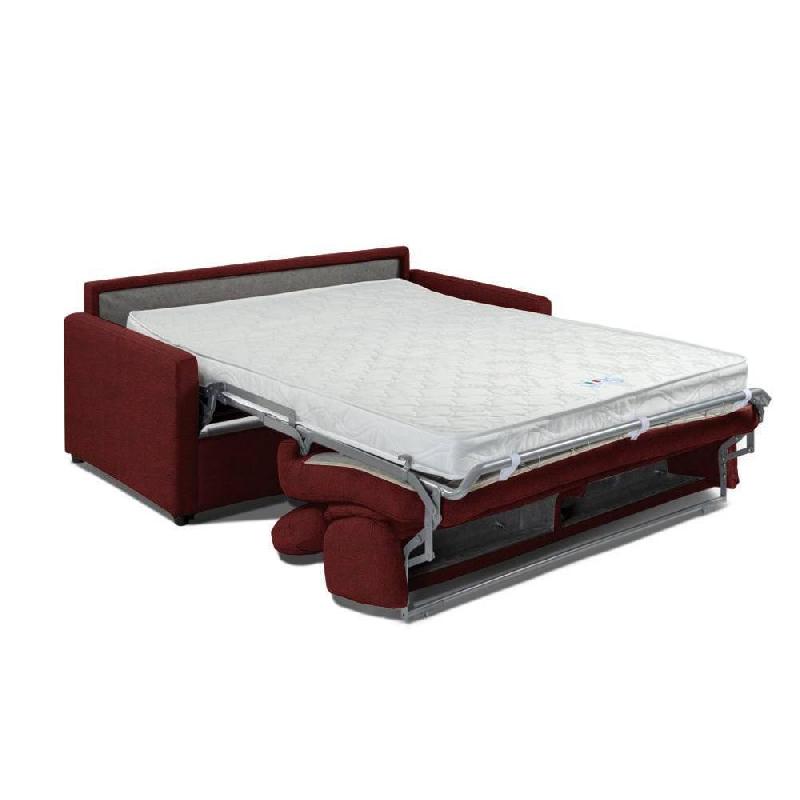 Canapé convertible LUXIA - Matelas 16 cm - Système Express - Sommier à lattes 160 cm - Microfibre bordeaux_4