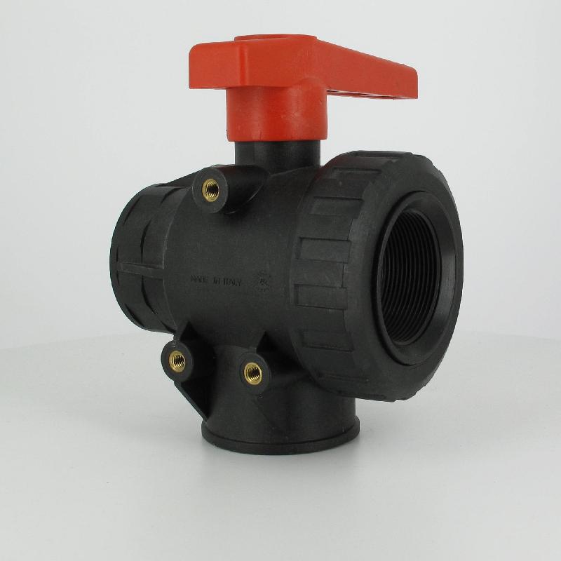 Vanne à bille PP 3 voies - Sortie Femelle 2