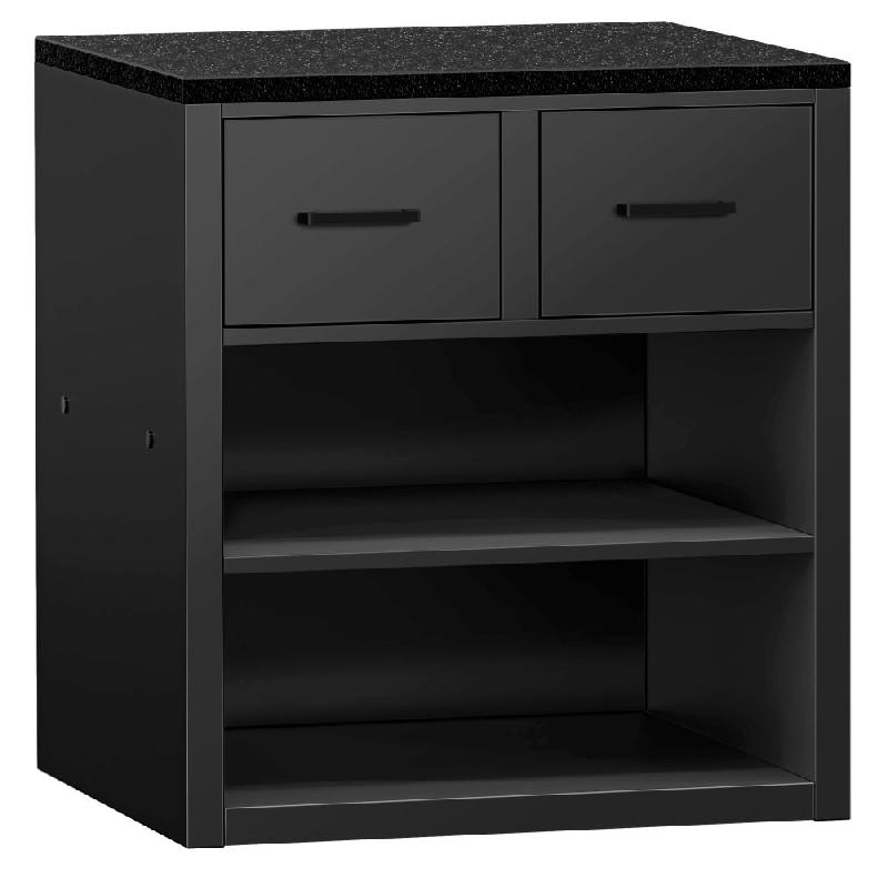 Comptoir-caisse MADRID - 800 mm - Plateau de travail en granit noir - Noir mat_4